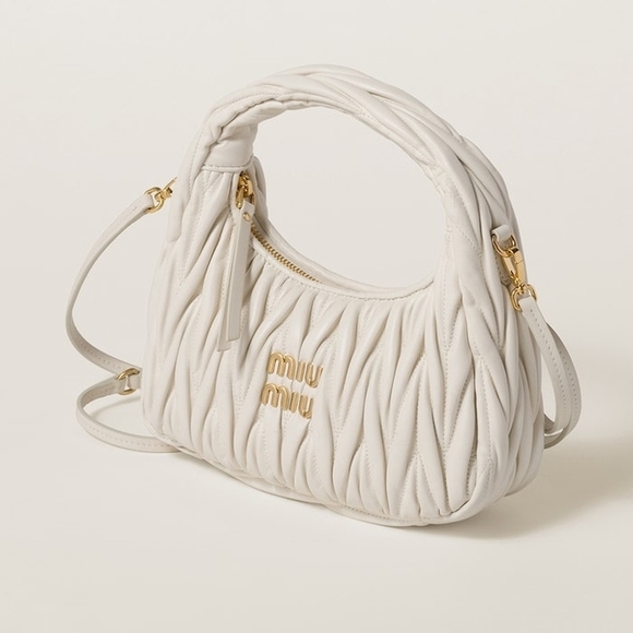 Miu Miu Wonder Leather White Hobo Bag Matelasse - Picture 1 of 5